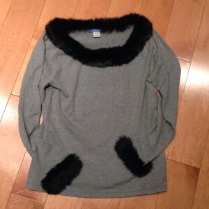 WHITE + WARREN Fur Trim - cashmere  Sweater